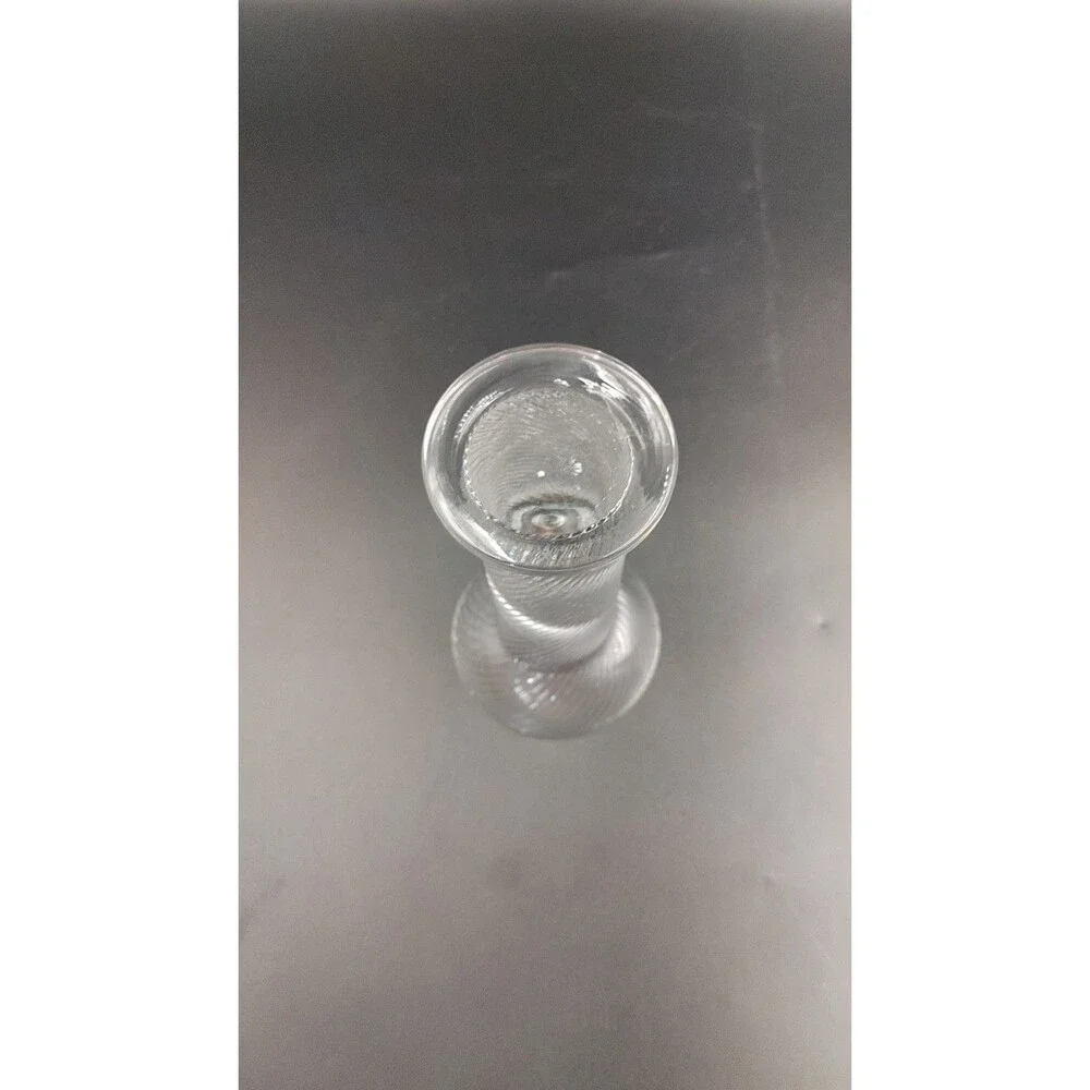 Riekes Crisa Crystal Optic Swirl Ball Taper Candle Holder Hand Blown in Italy